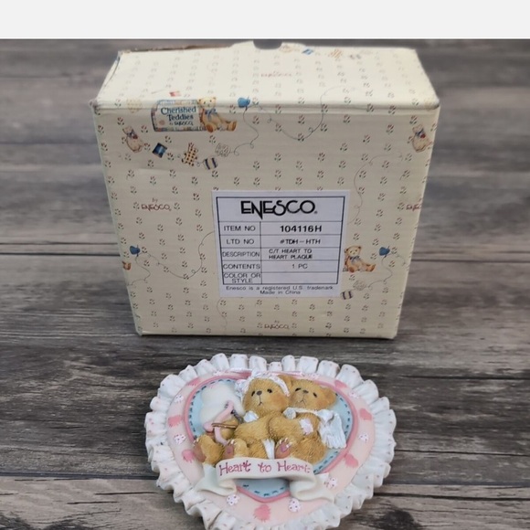 Vintage Cherished Teddies -"My Cherished One" heart shaped Plaque Valentines - Picture 1 of 4